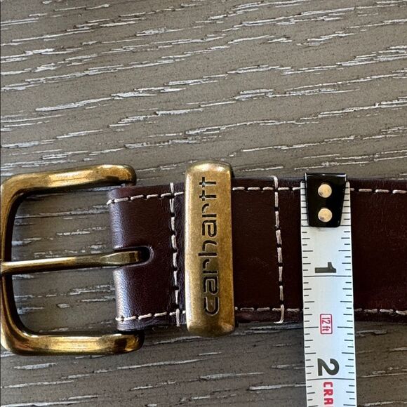 Carhartt Dark Brown Genuine Leather Belt with Buckle Casual Men’s Size 52 GUC - Picture 6 of 12